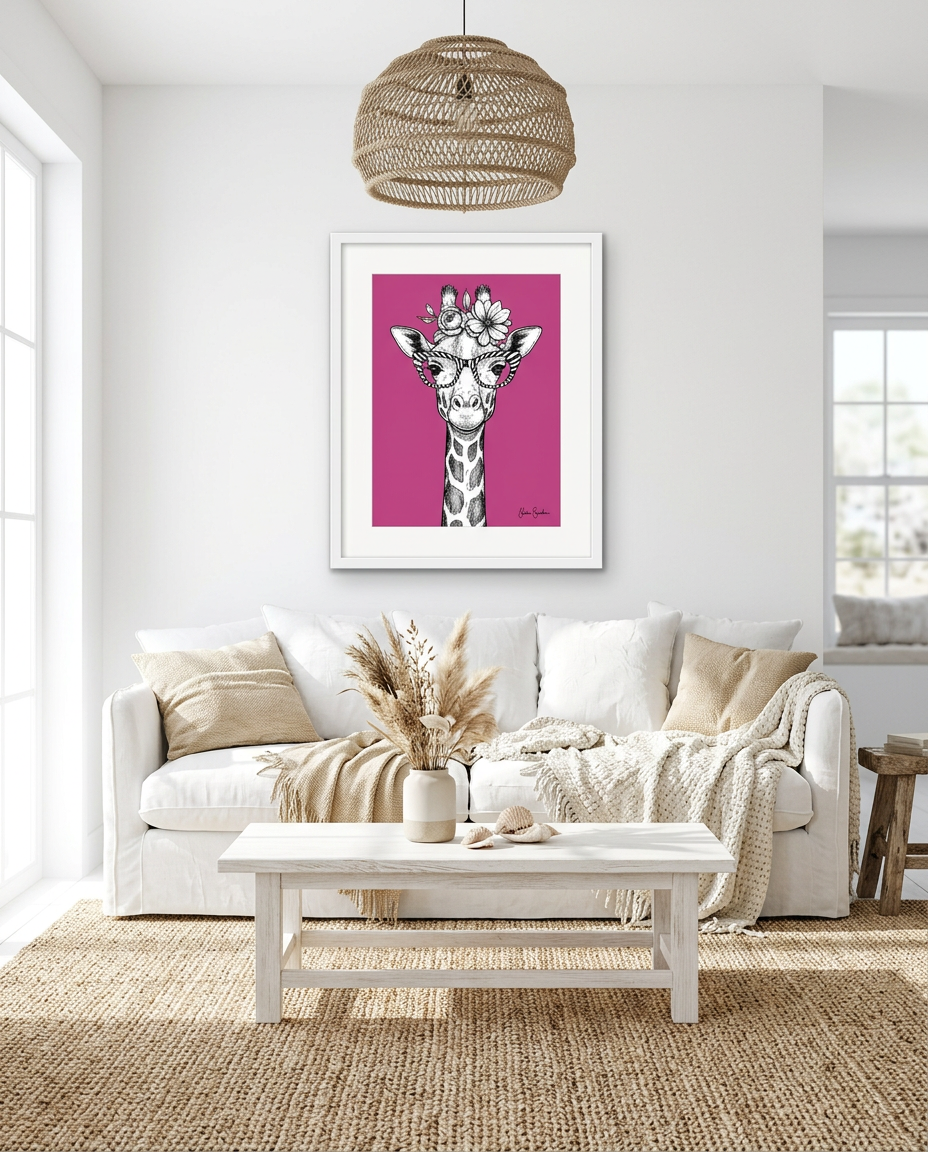 Flow shown framed in a quirky living room