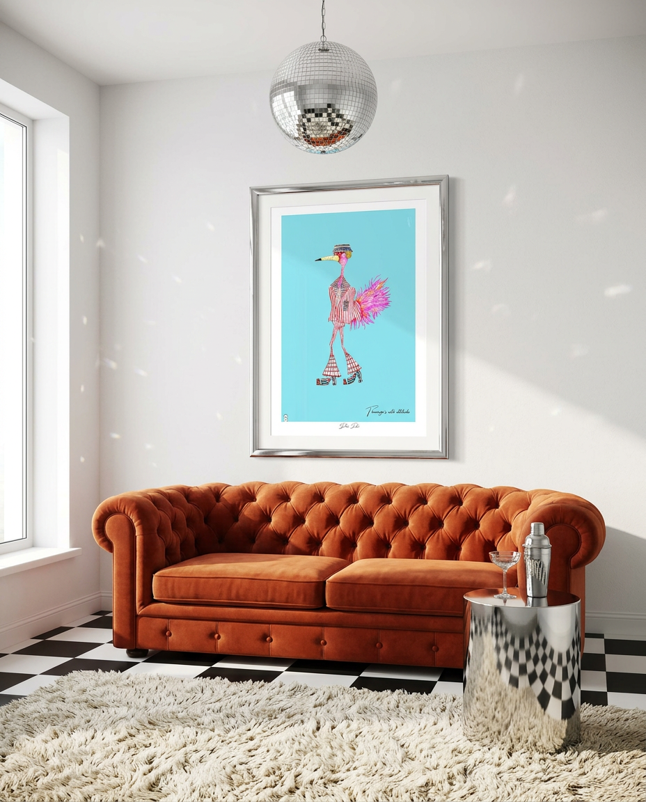 Donnie Disco shown framed in a quirky living room