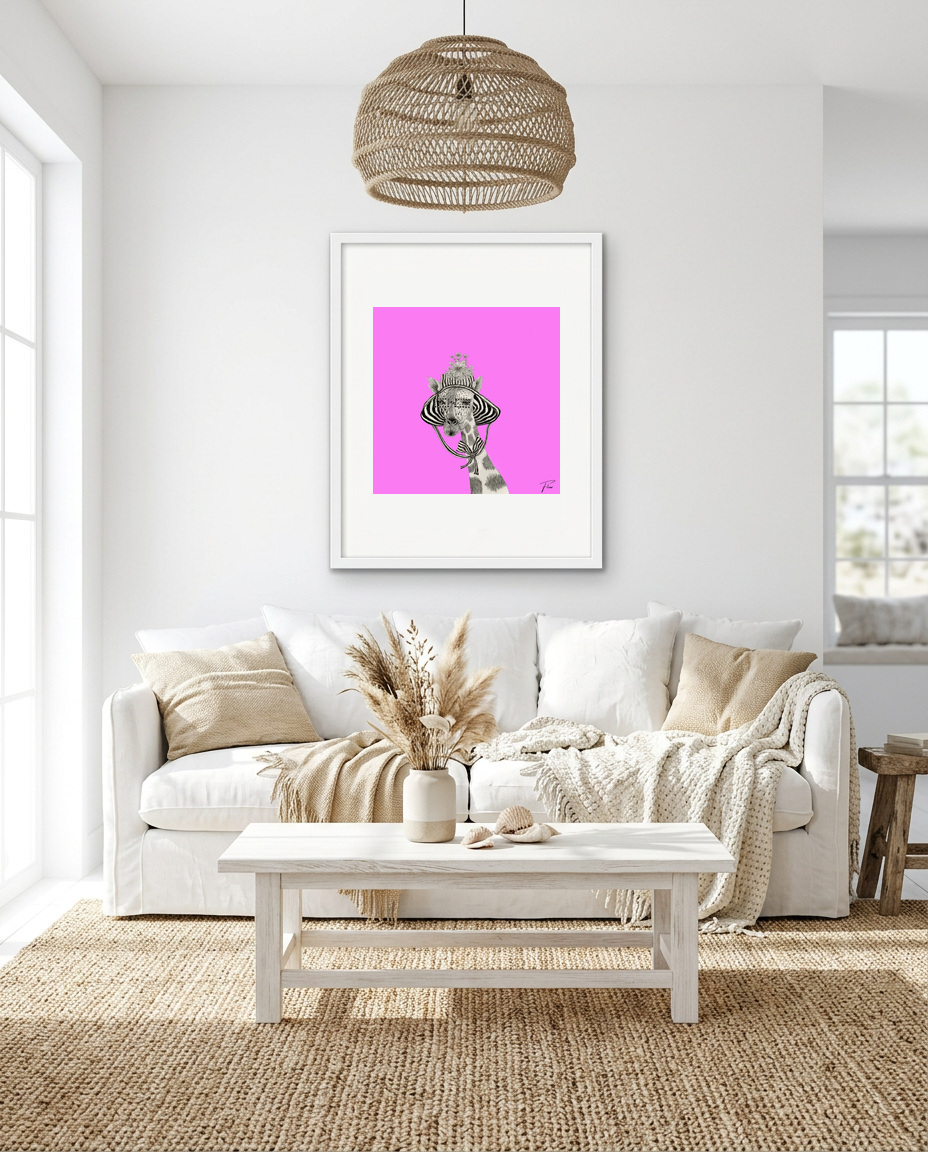 Flow shown framed in a quirky living room
